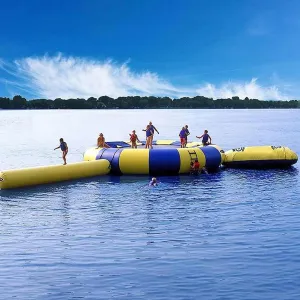 10Ft 13Ft 16Ft Inflatable Trampoline Bounce Suitable for Family Entertainment, Water Sports Toys with Slide, Outdoor Floating Platform for Pool Lake, Underground Pontoon Inflatable