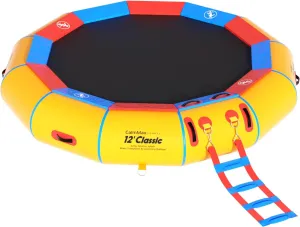 12FT Inflatable Water Trampoline for Kids & Adults with Ladder, Electric Pump & Anchor Bag – Floating Trampoline for Lake, Pool, Ocean, Swimming, Fishing, Floating Water Bouncer
