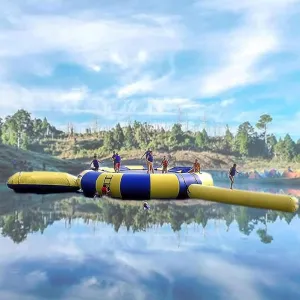 16FT/5M,Inflatable Water Trampoline, Lake Trampoline, Water Bouncing Inflatable Diving, Inflatable Water Bouncer for Lake,with Tube and Jump Bag Recreational Inflatable Toy