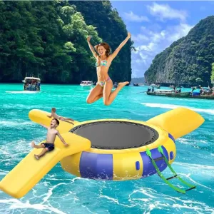 16ft/5m,Water Trampoline, Floating Lake Trampoline with Electric Pump, Inflatable Water Bouncer for Lake,with Tube and Jump Bag Recreational Inflatable Toy