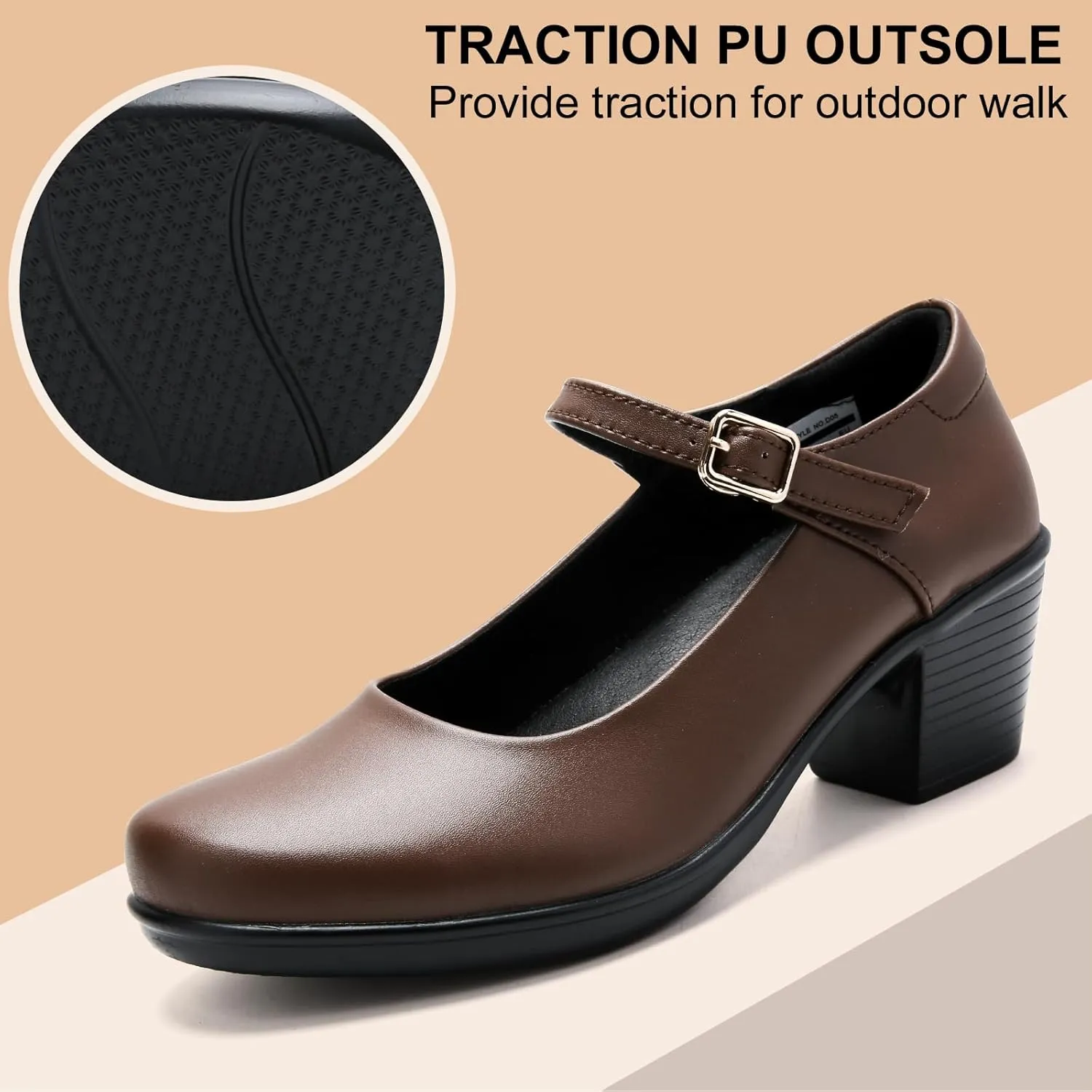 2025 Women's Mary Jane High Heels Pumps, Chunky 2-Inch Heel, Comfortable Dress Shoes for Work, Casual and Office Business, Zapatos para Mujer de Vestir