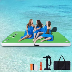 5FT/8FT/10FT/12FT Inflatable Floating Dock for Lakes, Inflatable Dock Floating Platform with Non-Slip Surface, Floating Island Raft for Pool Beach Ocean
