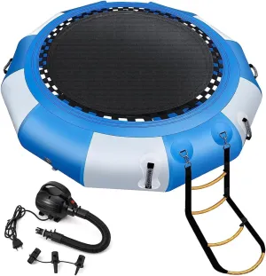6.5FT Inflatable Swim Platform Water Trampoline for Lake, Recreational Water Bouncer Floating Trampoline with 4-Step Rope Ladder for Adults/Kids…