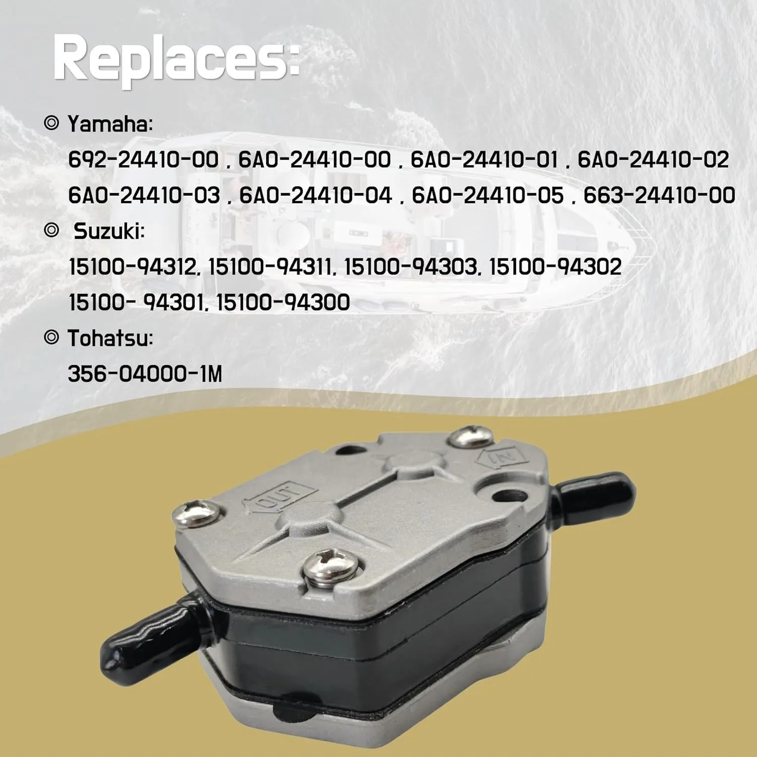 69224410 Fuel Pump for Yamaha 20-90 HP for Suzuki 8-65 HP and for Tohatsu Outboard Engines 6A0-24410-00 356-04000-1M