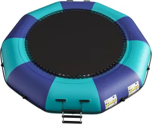 6FT/10FT12FT/15FT Inflatable Water Trampoline, Recreational Water Bouncer, Adults Youth Floating Rebounder with 4-Step Ladder, Portable Bounce Swim Platform for Pool, Lake, Water Sports