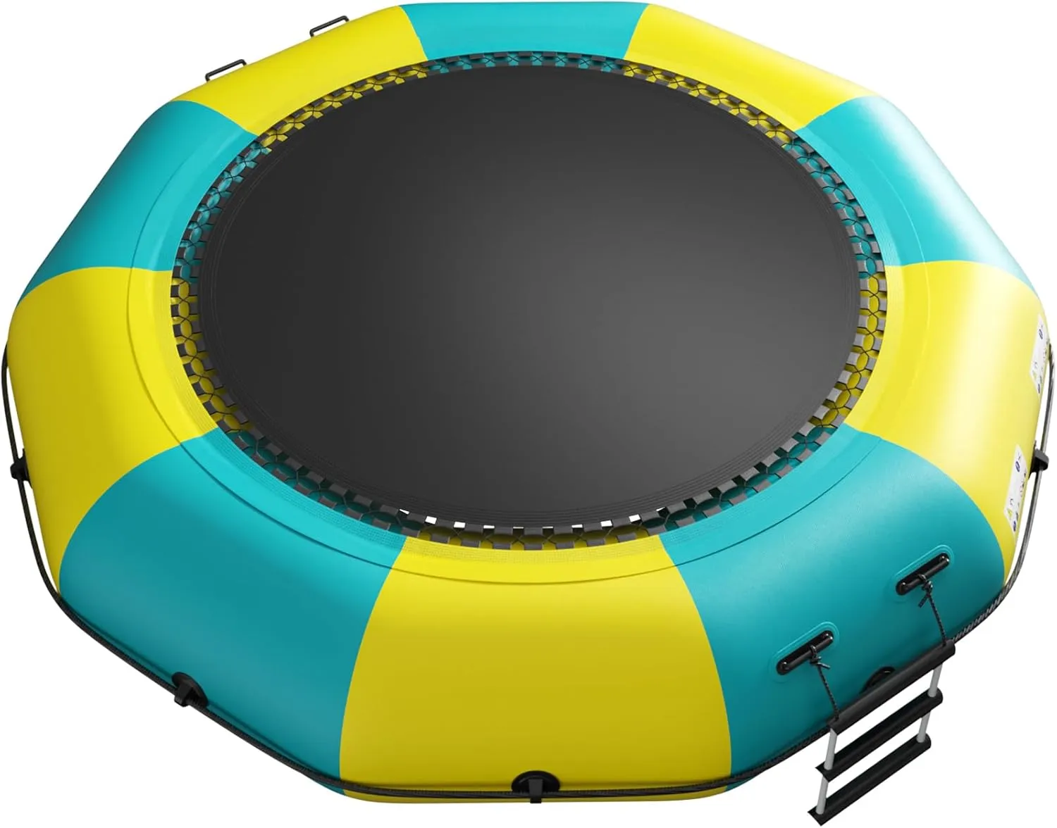6FT/10FT12FT/15FT Inflatable Water Trampoline, Recreational Water Bouncer, Adults Youth Floating Rebounder with 4-Step Ladder, Portable Bounce Swim Platform for Pool, Lake, Water Sports