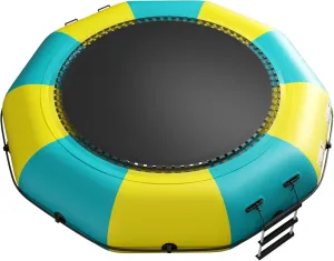 6FT/10FT12FT/15FT Inflatable Water Trampoline, Recreational Water Bouncer, Adults Youth Floating Rebounder with 4-Step Ladder, Portable Bounce Swim Platform for Pool, Lake, Water Sports