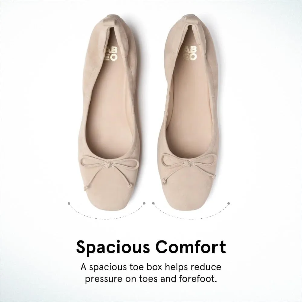 ABEO Cadence Bow Ballet Flats for Women | Built-in Orthotic Insole | Arch Support Flats Shoes | Dressy Work Low Wedge | Premium Leather Upper & Lining