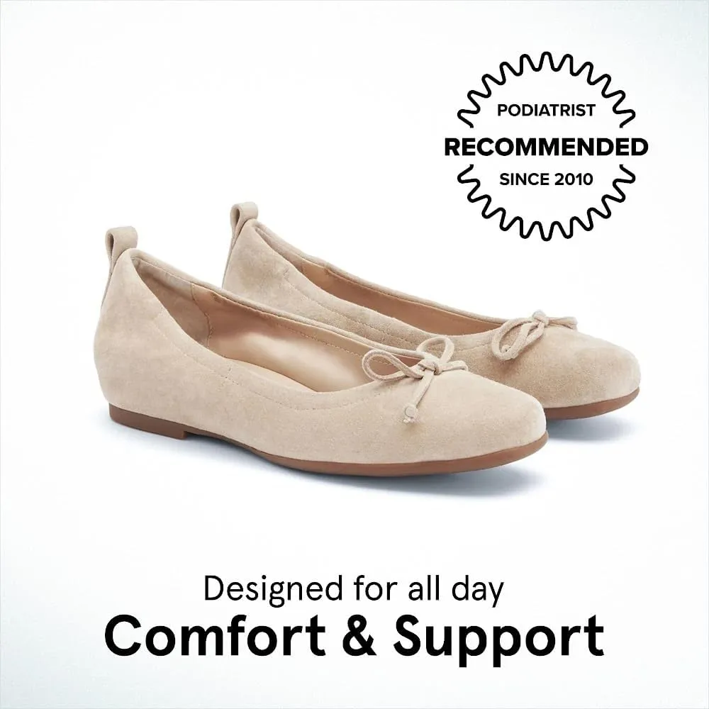 ABEO Cadence Bow Ballet Flats for Women | Built-in Orthotic Insole | Arch Support Flats Shoes | Dressy Work Low Wedge | Premium Leather Upper & Lining