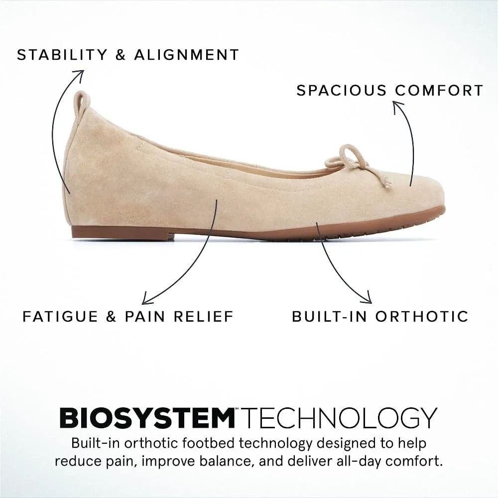 ABEO Cadence Bow Ballet Flats for Women | Built-in Orthotic Insole | Arch Support Flats Shoes | Dressy Work Low Wedge | Premium Leather Upper & Lining
