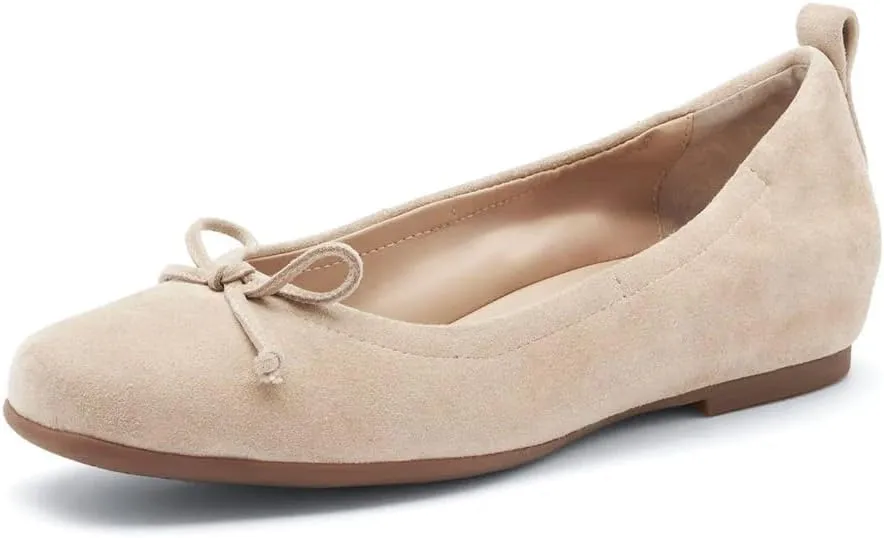 ABEO Cadence Bow Ballet Flats for Women | Built-in Orthotic Insole | Arch Support Flats Shoes | Dressy Work Low Wedge | Premium Leather Upper & Lining