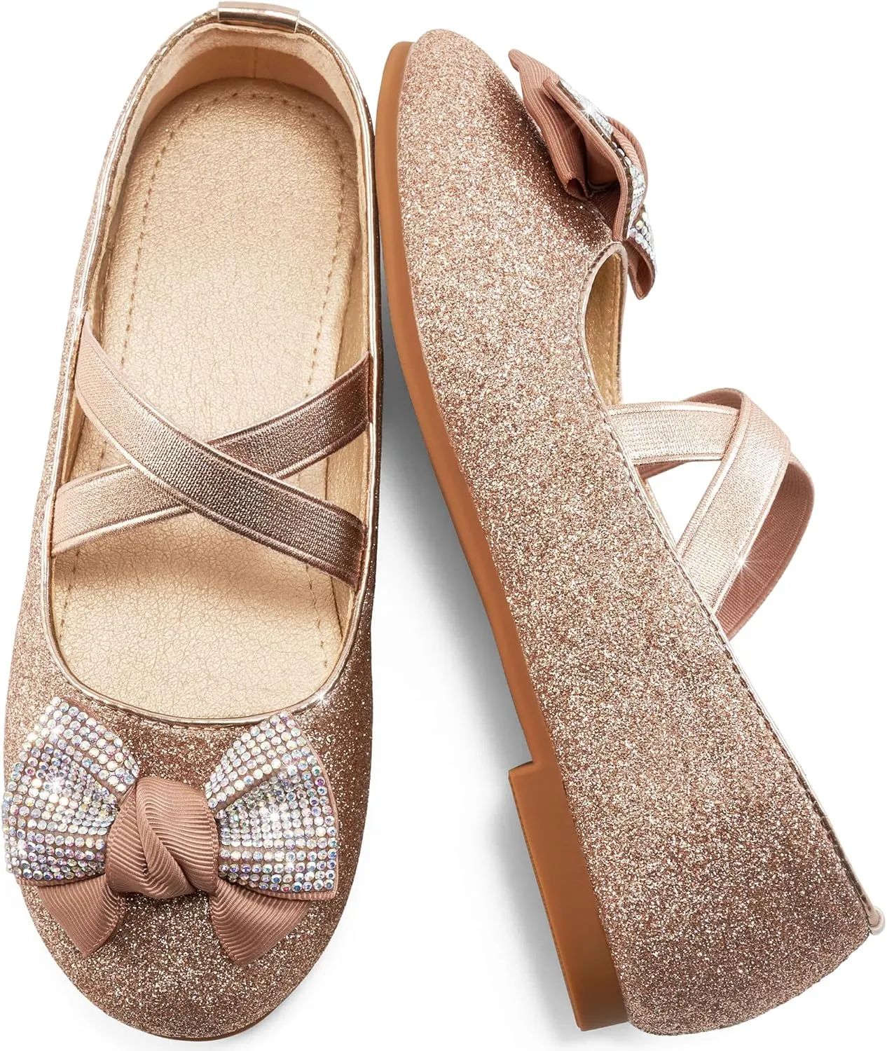 Ablanczoom Girls Flats Dress Shoes - Toddler/Little Girl Casual Slip on Bowknot Mary Jane Ballet Flats Wedding Party School