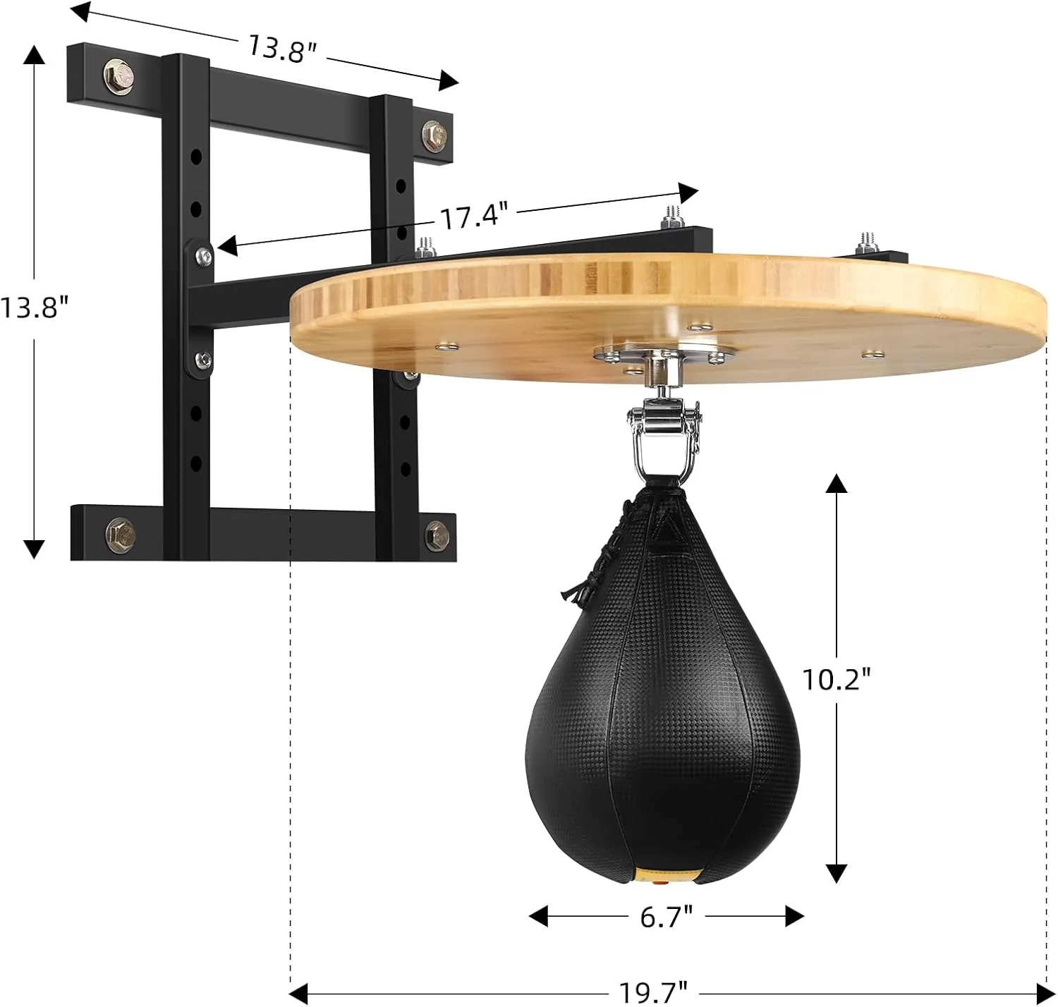 Adjustable Speed Bag Platform Kit with Speed Punching Bag & Professional Speed Bag Swivel for Boxing Training, Exercise, Fitness