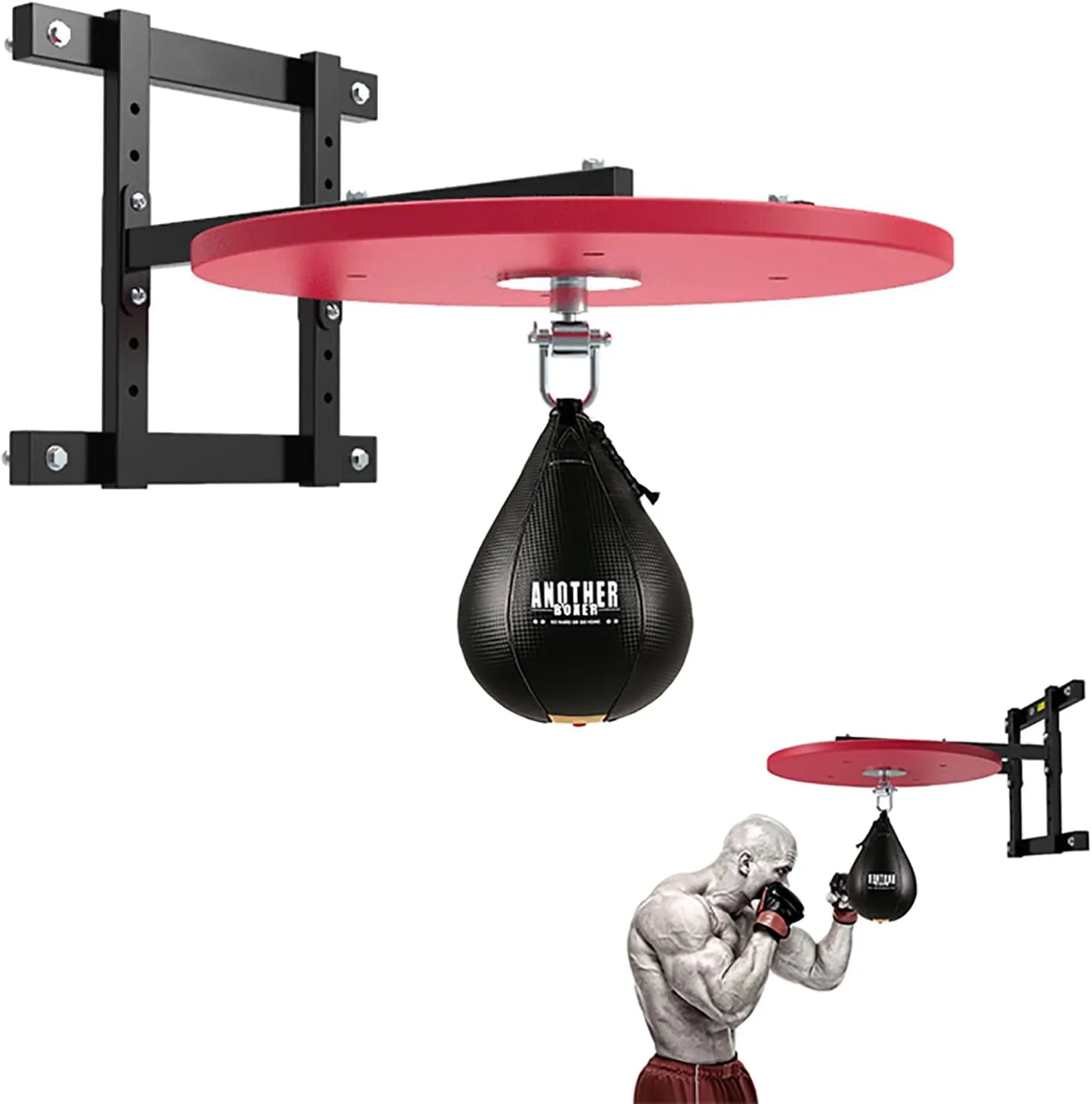 Adjustable Speed Bag Platform, Speed Bag Mount with Swivel and Bag for Boxing Training, Workout, Punching, Exercise