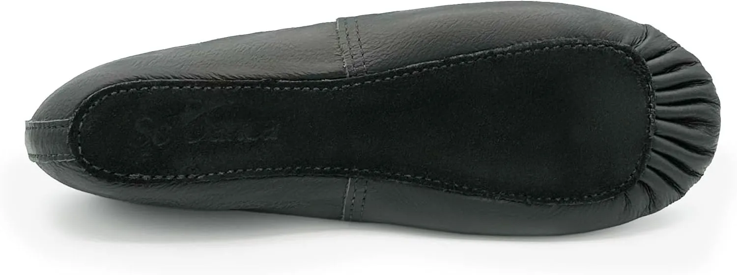 Adult Leather Ballet Shoes, Elastic Casing, Full Sole Slipper, Brittany - SD69L