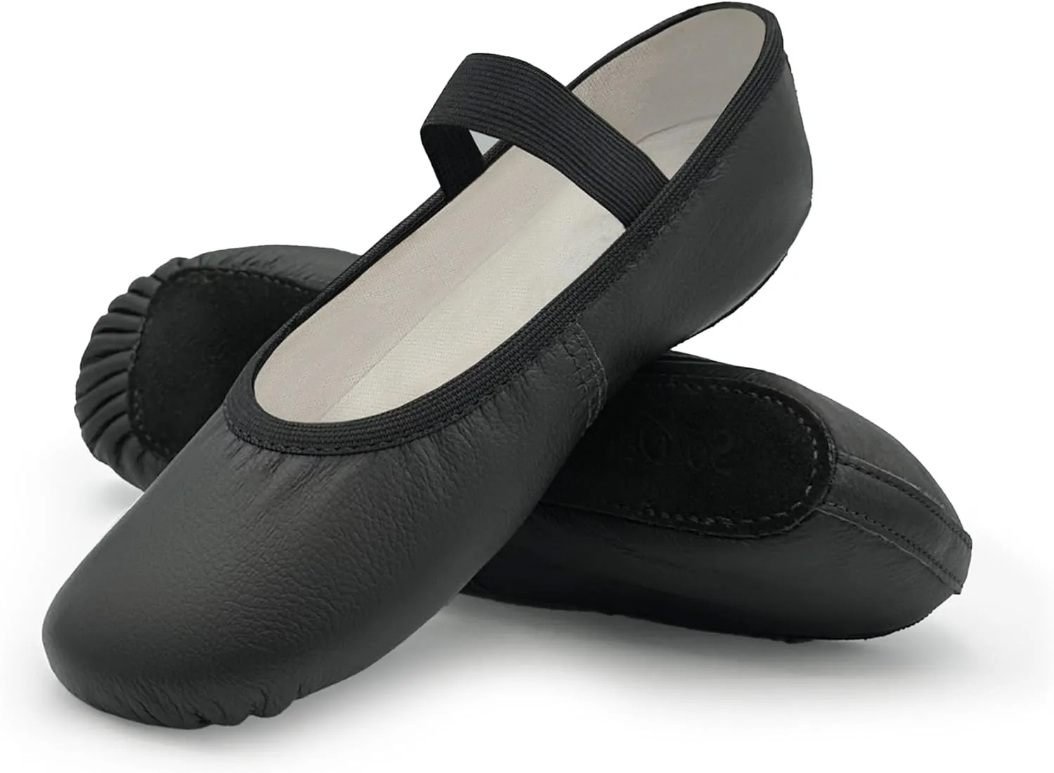 Adult Leather Ballet Shoes, Elastic Casing, Full Sole Slipper, Brittany - SD69L