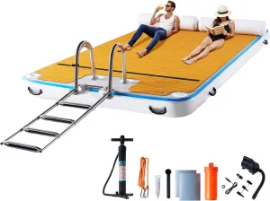 Albott Inflatable Floating Dock with Non-Slip Surface, Inflatable Dock with Ladder & Carry Bag for Lake, Pool, or Beach