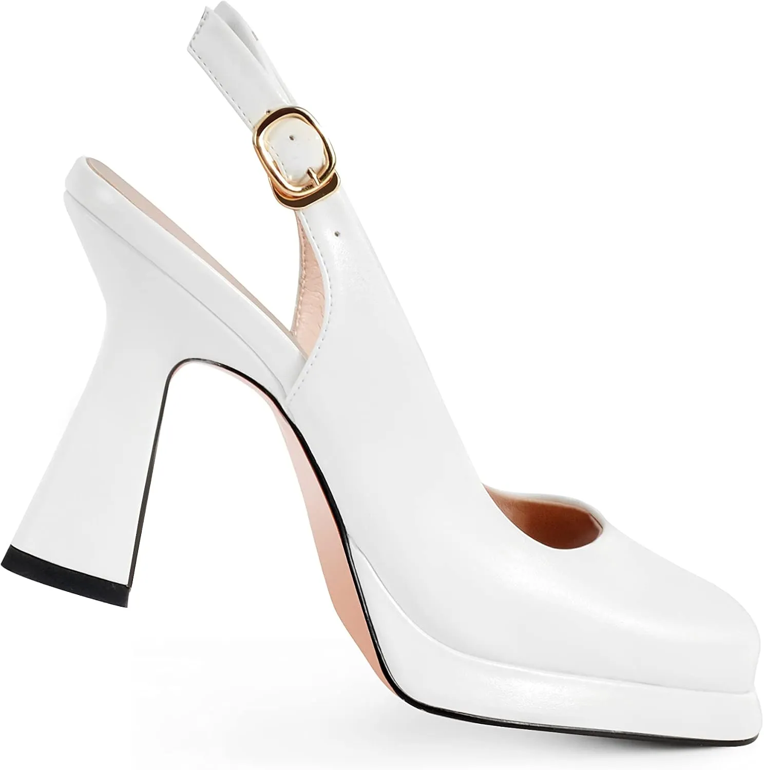 ANN CREEK Women's Platform Slingback High Heels Ladies Square Toe Pump Shoes