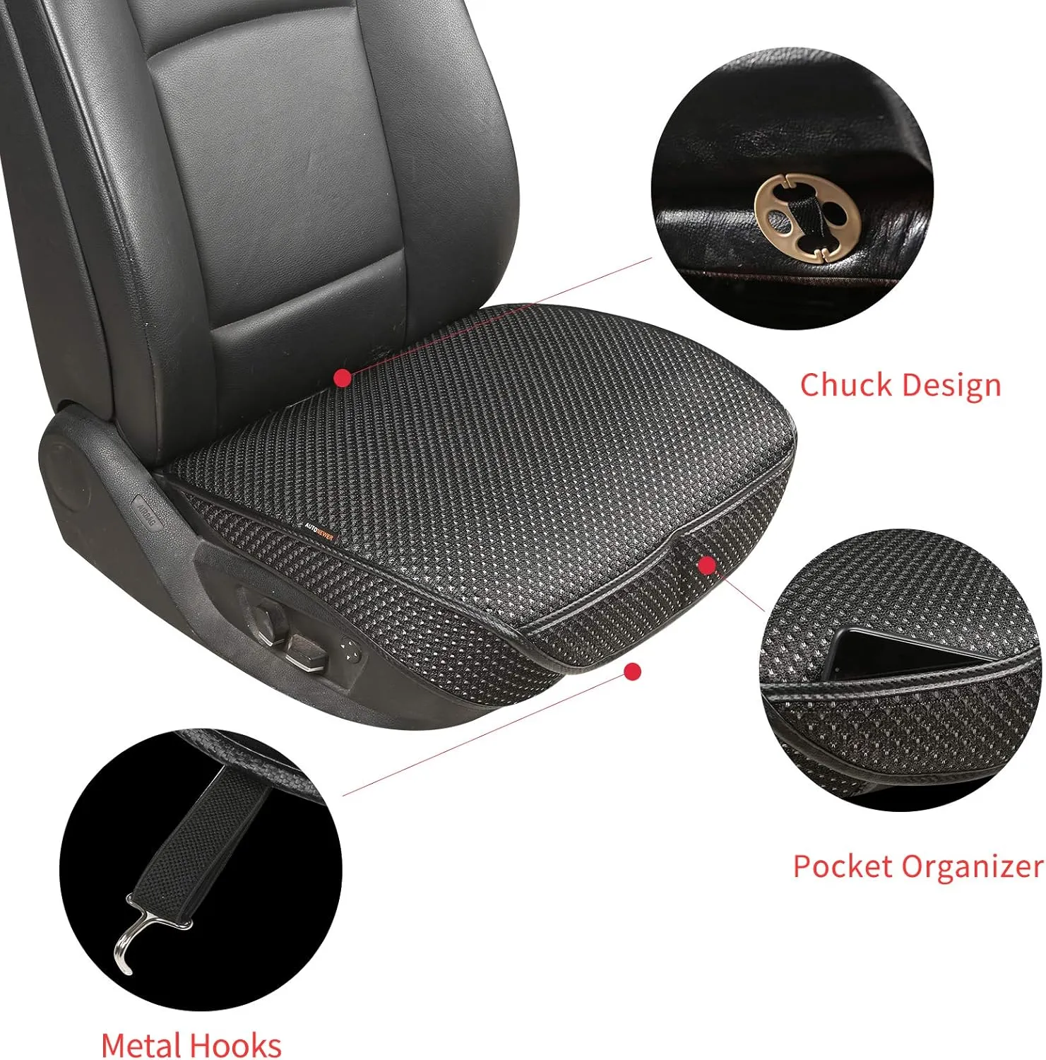 Auto Newer 2 PCS Breathable Universal Four Seasons Car Seat Covers，Luxury Car Seat Cushion，Protectors for Front Seat Bottoms,Compatible with 95% Vehicles， Fit for Cars Truck SUV or Vans(Black Grey)