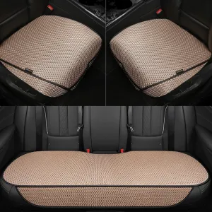 Auto Newer Breathable Universal Four Seasons Car Seat Covers, Luxury Include Front Car Seat Protector and RearCar Seat Cushion,Compatible with 95% Vehicles， Fit for Cars Truck SUV (Beige,3PCS)
