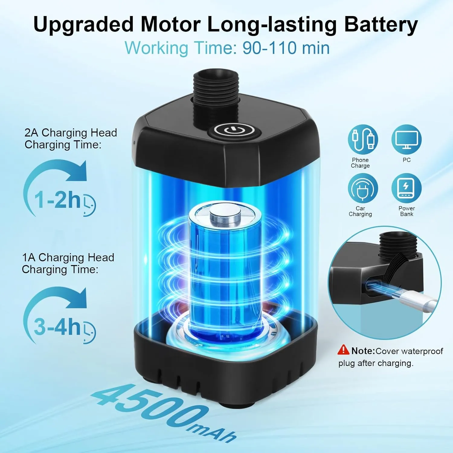 AUTOPkio Portable Camping Shower - Outdoor Camp Shower with Showerhead Sprayer & Rechargeable Battery Pump for Camping, Travel, Hiking, Car Washing, Pet Bath