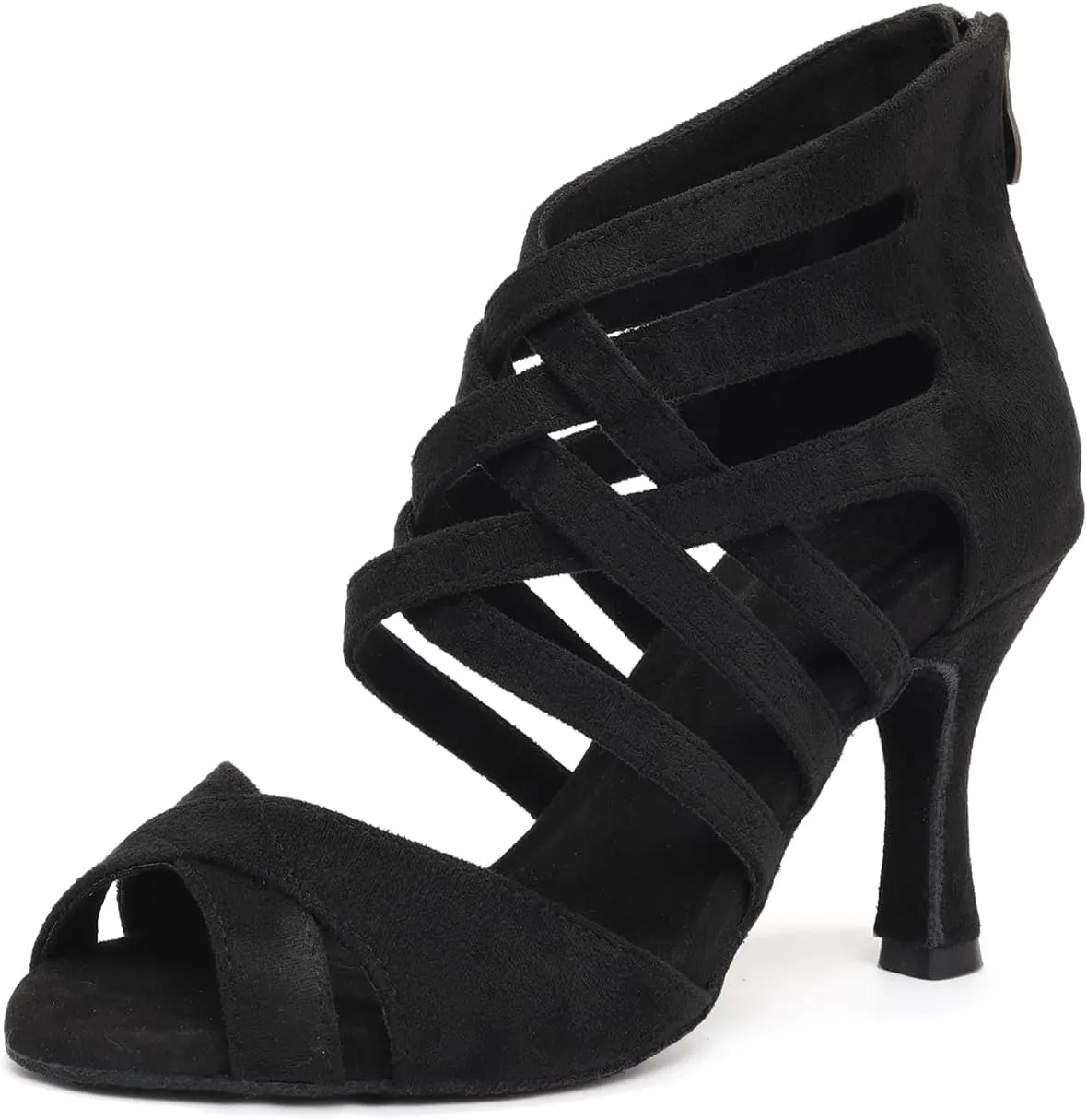 Ballroom Dance Boots Women Open Toe Zip Latin Salsa Tango Party Practice Performance Shoes