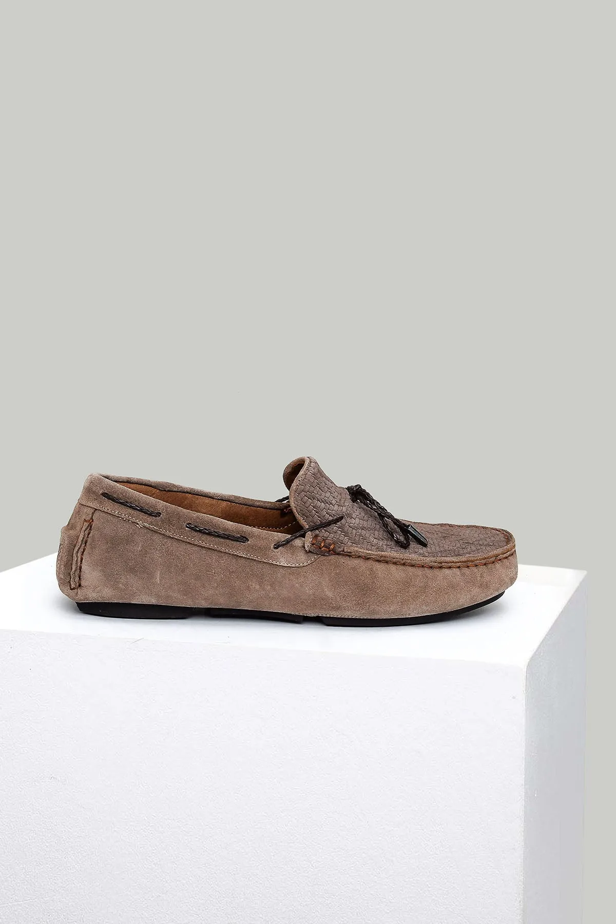 Baskılı Vizon Erkek Deri Loafer