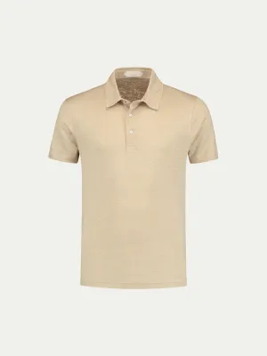 Beige Linen Polo Shirt