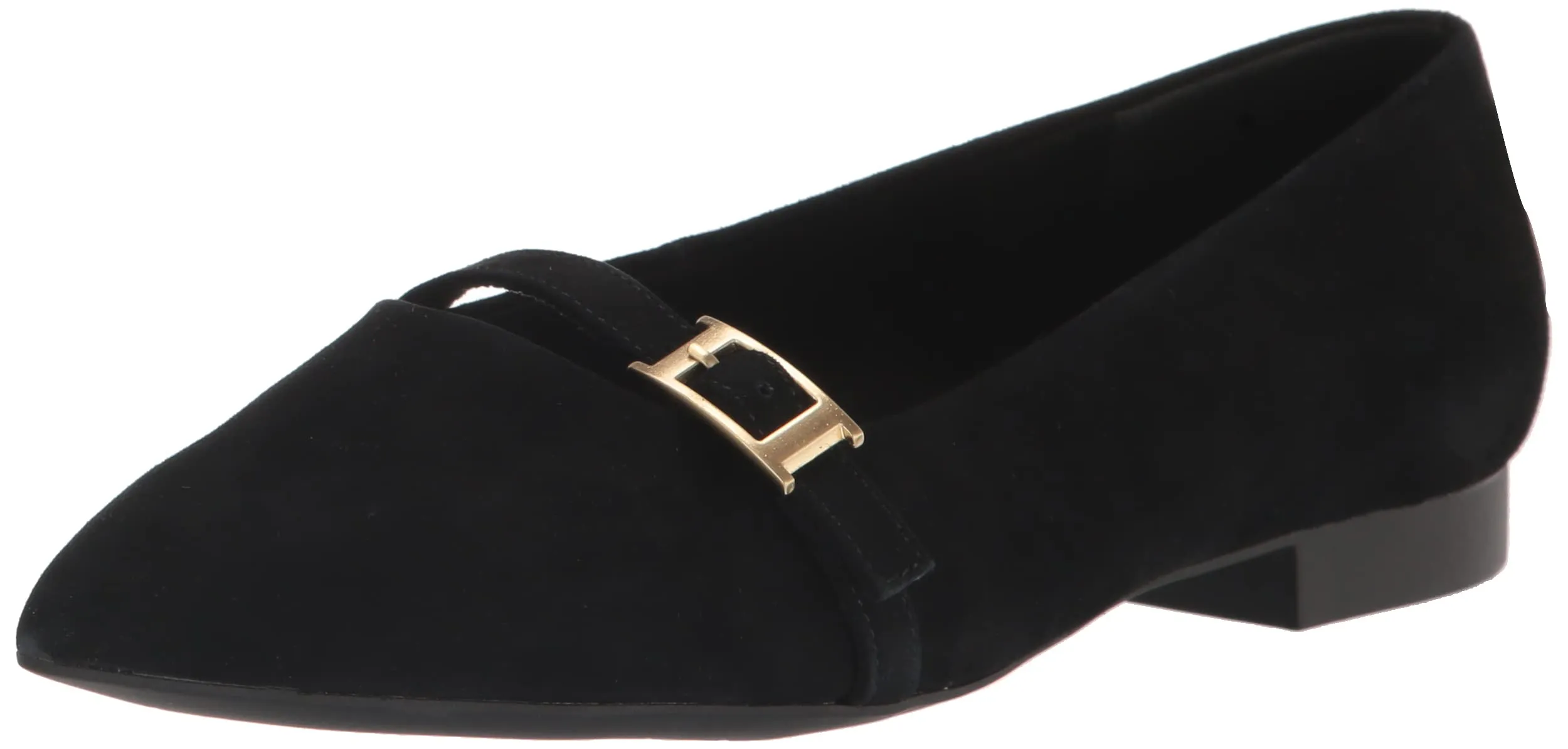 Bella Vita Women's Evanna Ballet Flat, Black Suede Leather, 11