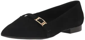 Bella Vita Women's Evanna Ballet Flat, Black Suede Leather, 7.5 Wide