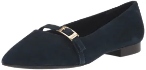 Bella Vita Women's Evanna Ballet Flat, Navy Suede Leather, 8