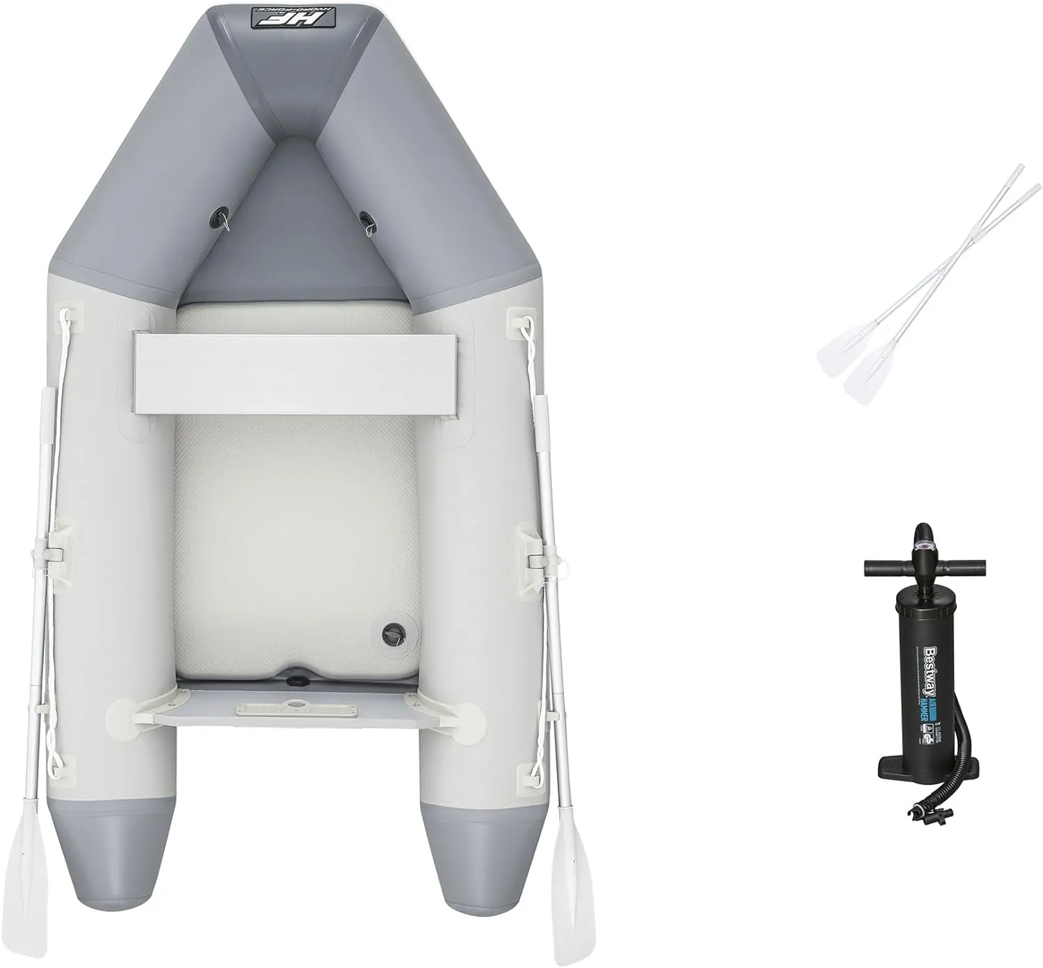 Bestway Hydro-Force Pro Inflatable Outdoor Water Lake Raft Boat Set with 2 Aluminum Oars, Hand Pump, Pressure Gauge