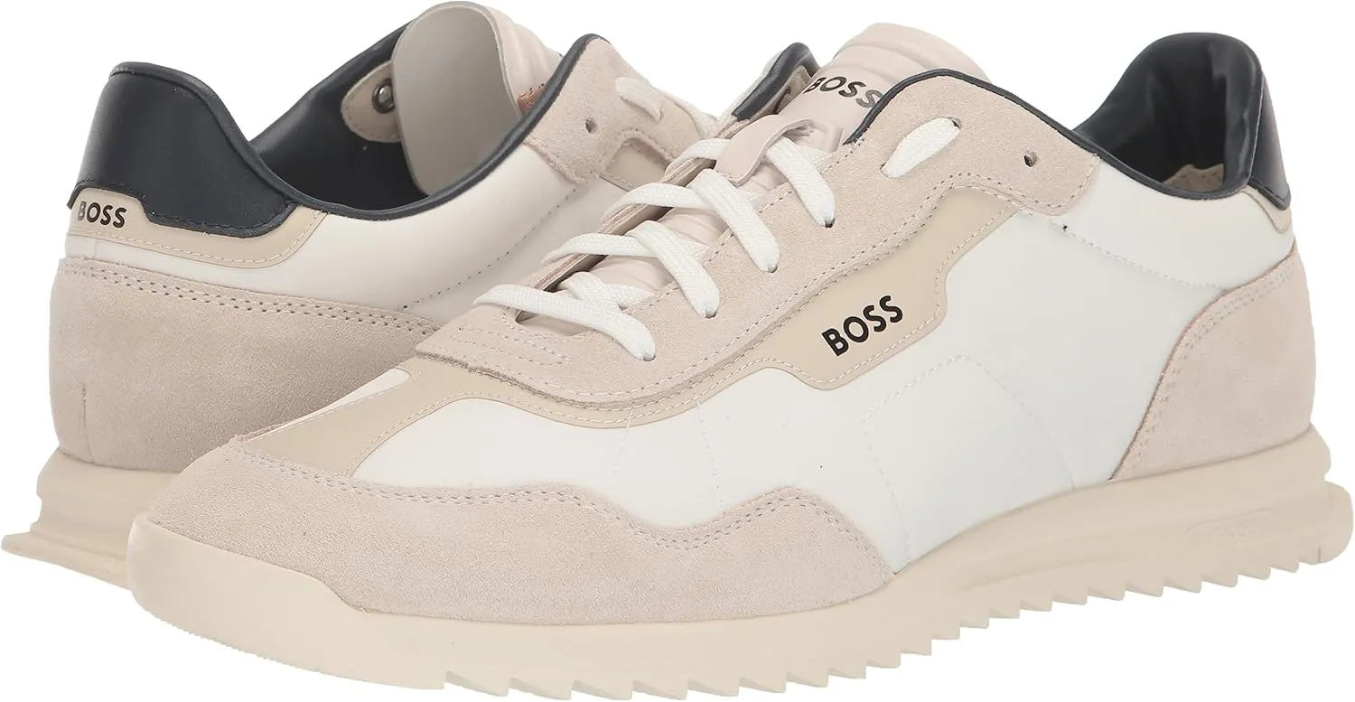 BOSS Men's Zayn Low Profile Suede Leather Two Tone Sneaker