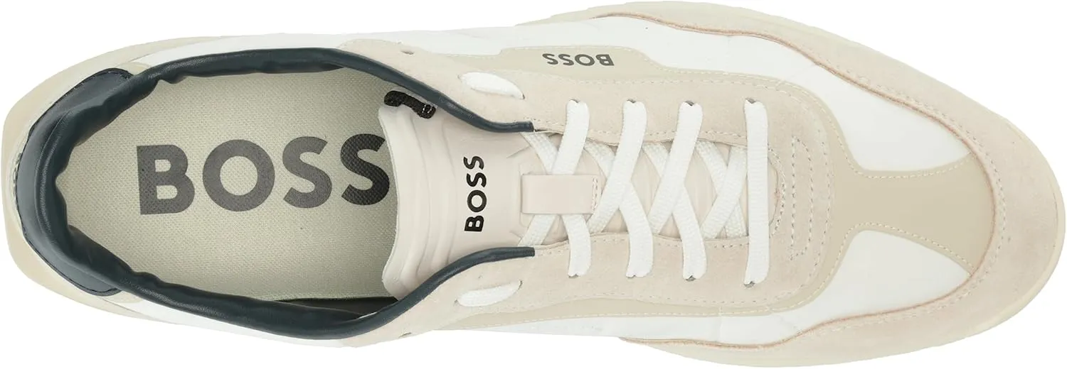 BOSS Men's Zayn Low Profile Suede Leather Two Tone Sneaker