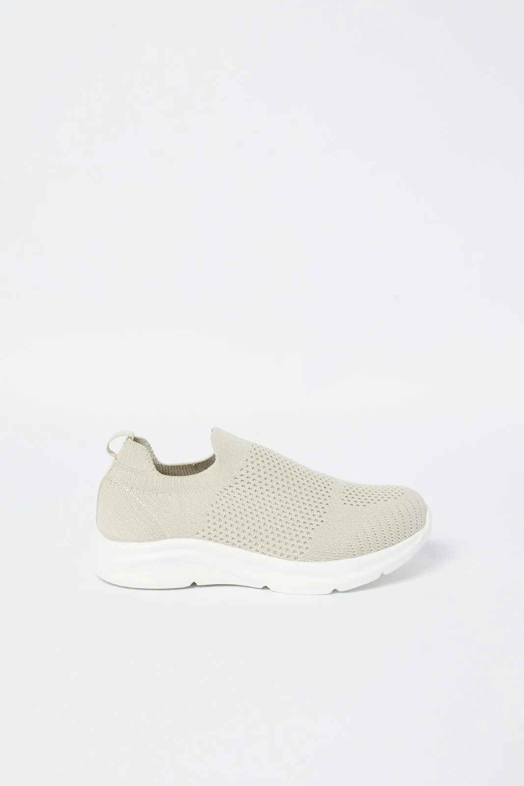 Boys Beige Kint Slip-On Sneakers