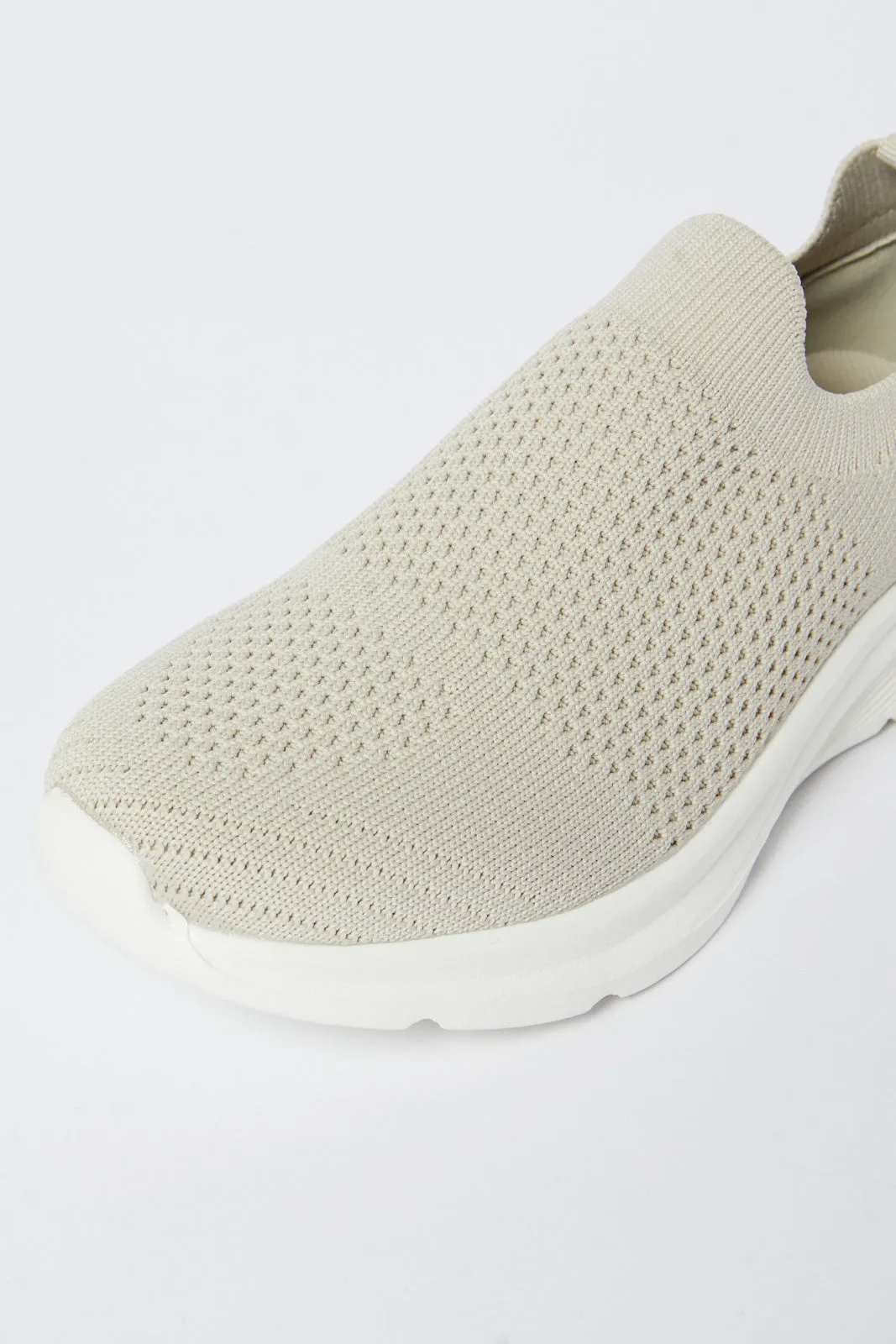 Boys Beige Kint Slip-On Sneakers