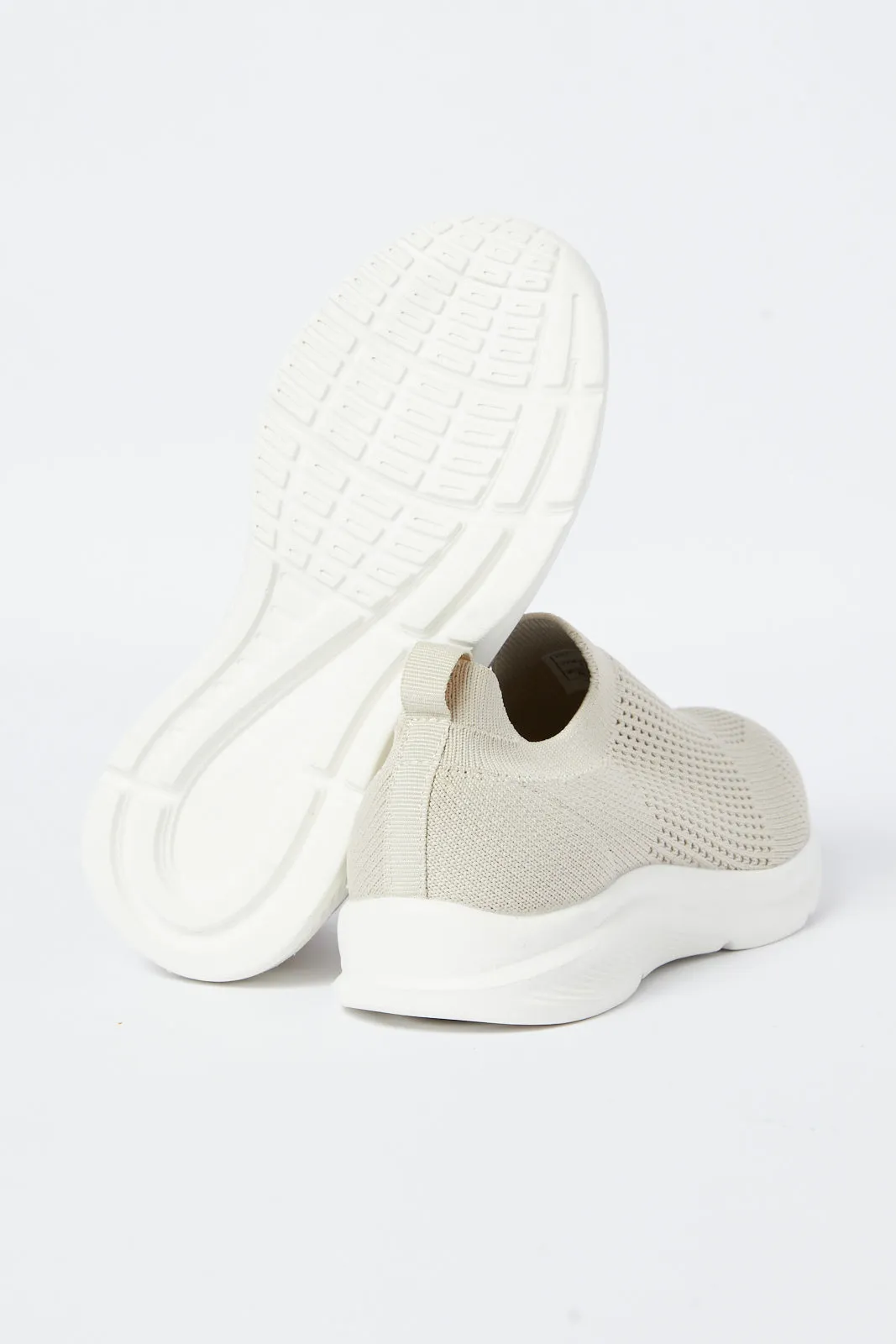Boys Beige Kint Slip-On Sneakers