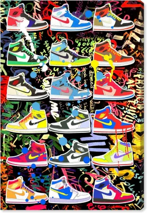 Bright and Bold Sneaker Collection Canvas Urban Graffiti Wall Art by Notoriart, Gallery Wrapped, 10" x 15"