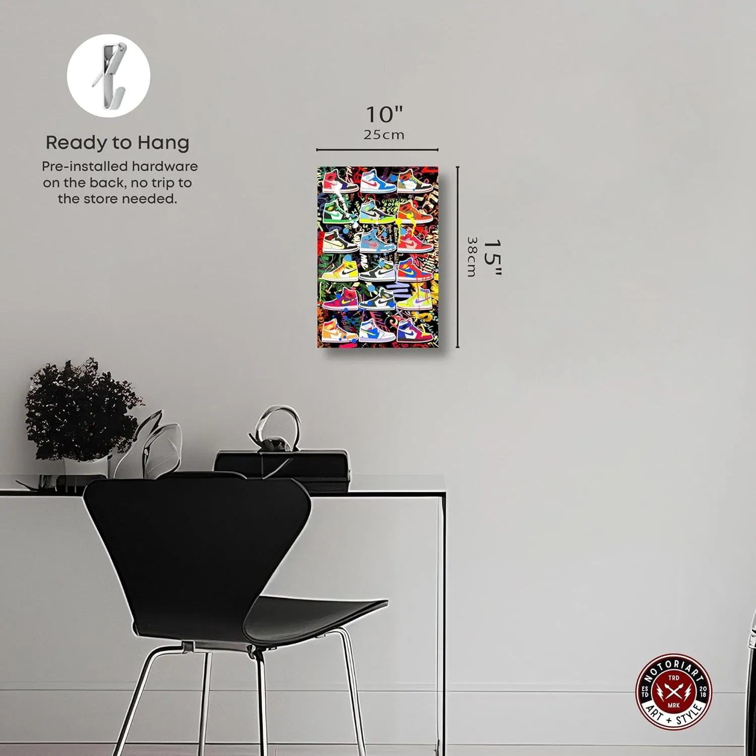 Bright and Bold Sneaker Collection Canvas Urban Graffiti Wall Art by Notoriart, Gallery Wrapped, 10" x 15"