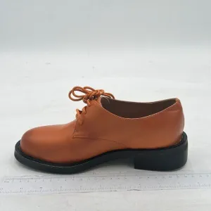 Brown Women Leather Classic Lace up Oxford Low Heel Round Toe Casual Dress Pump