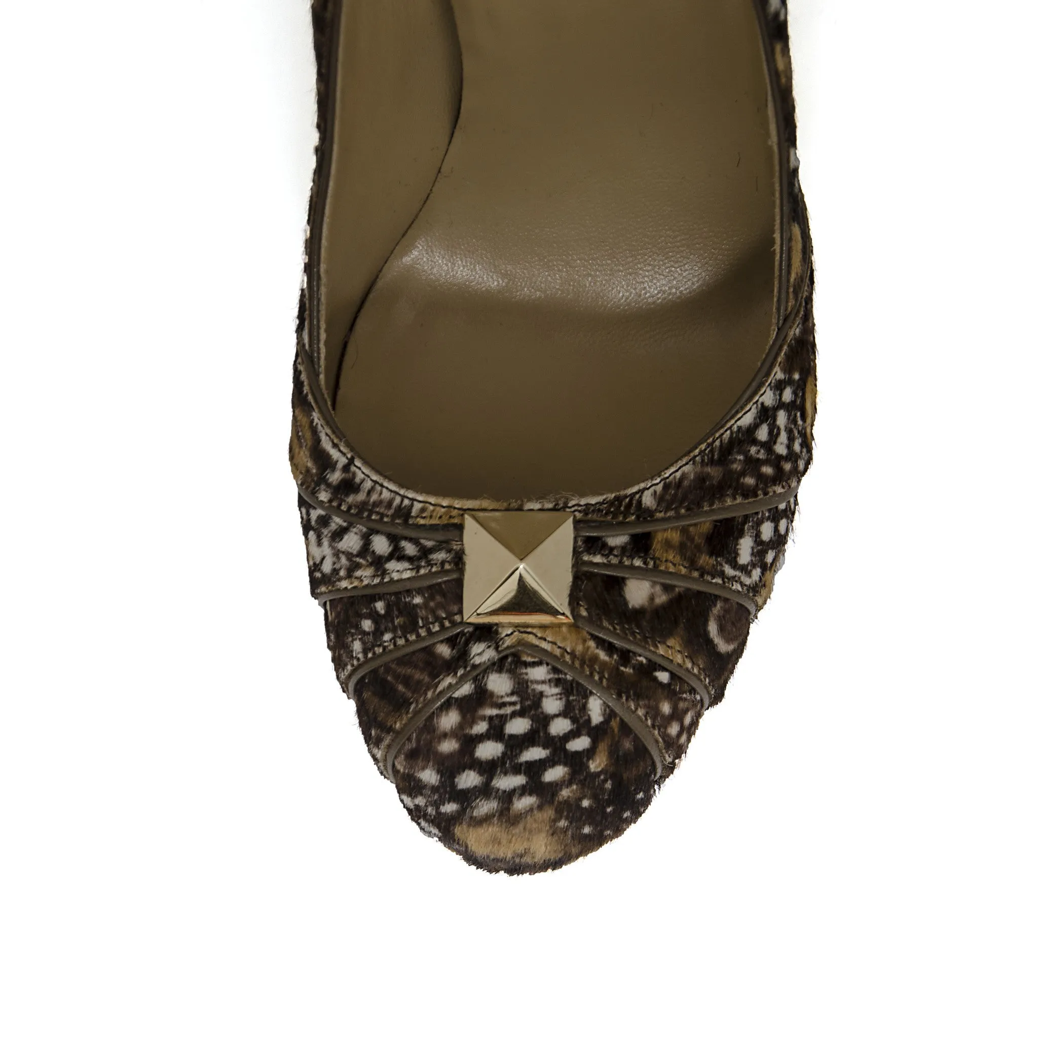 Calfhair Rockstud Platform Pumps