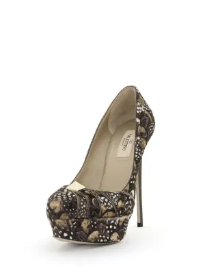 Calfhair Rockstud Platform Pumps