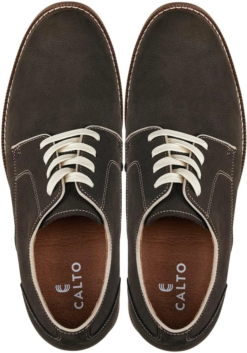 CALTO Men's Invisible Height Increasing Elevator Shoes - Sardine Grey Lace-up Premium Leather Casual Derby - 3 Inches Taller - J1311 - Size 8.5 D(M) US