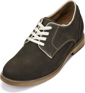CALTO Men's Invisible Height Increasing Elevator Shoes - Sardine Grey Lace-up Premium Leather Casual Derby - 3 Inches Taller - J1311 - Size 8.5 D(M) US