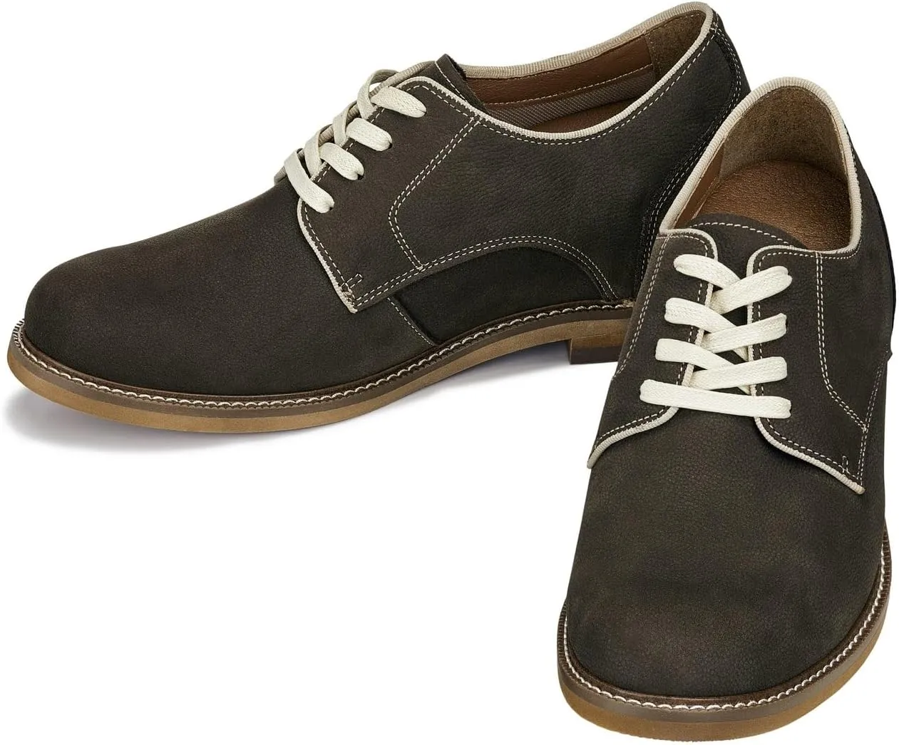 CALTO Men's Invisible Height Increasing Elevator Shoes - Sardine Grey Lace-up Premium Leather Casual Derby - 3 Inches Taller - J1311 - Size 8.5 D(M) US