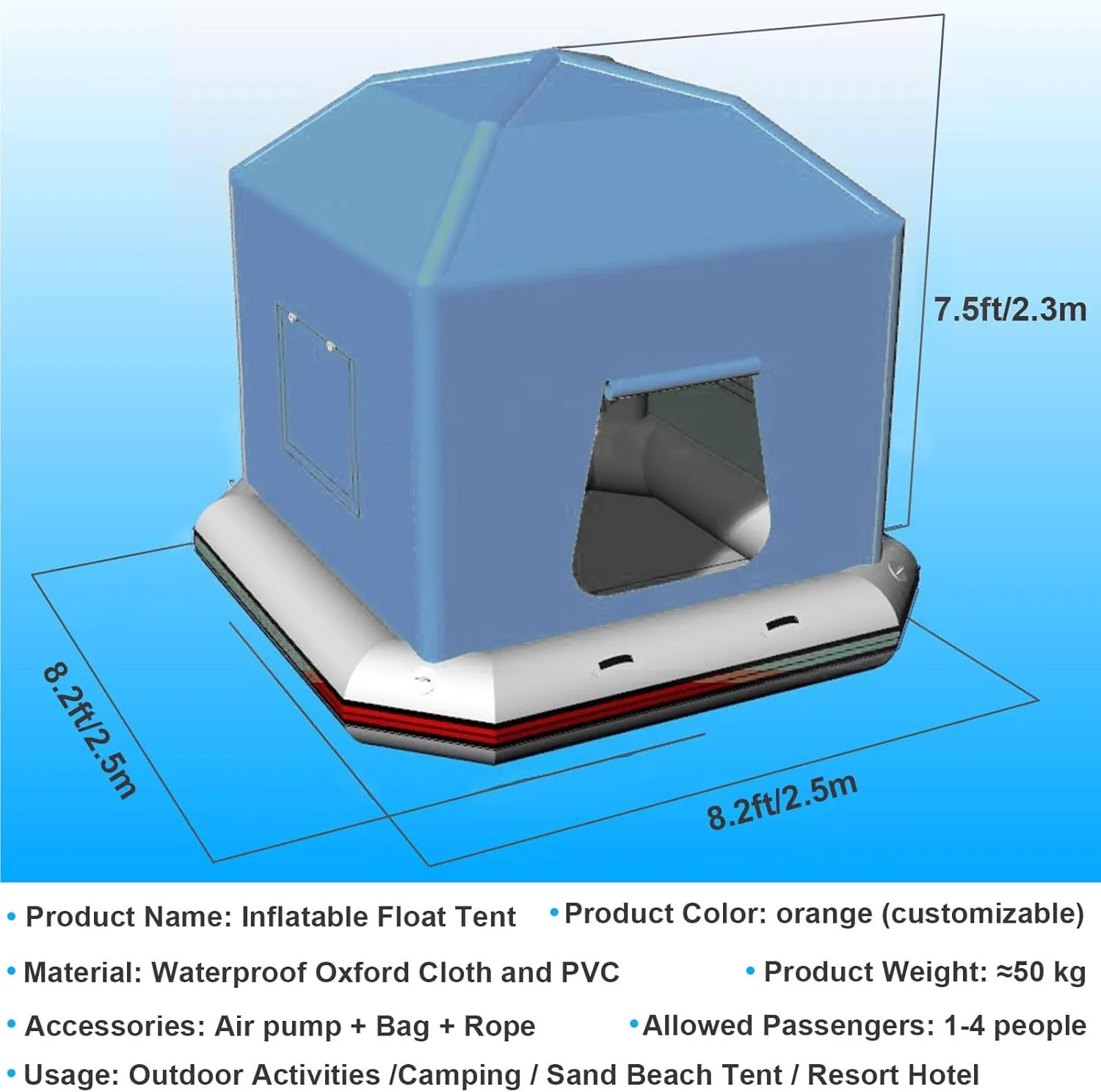 Camping Tent Quick Setup Blow Up Tents Inflatable Floating Shoal Tent Fishing Raft Boat Waterproof Windproof