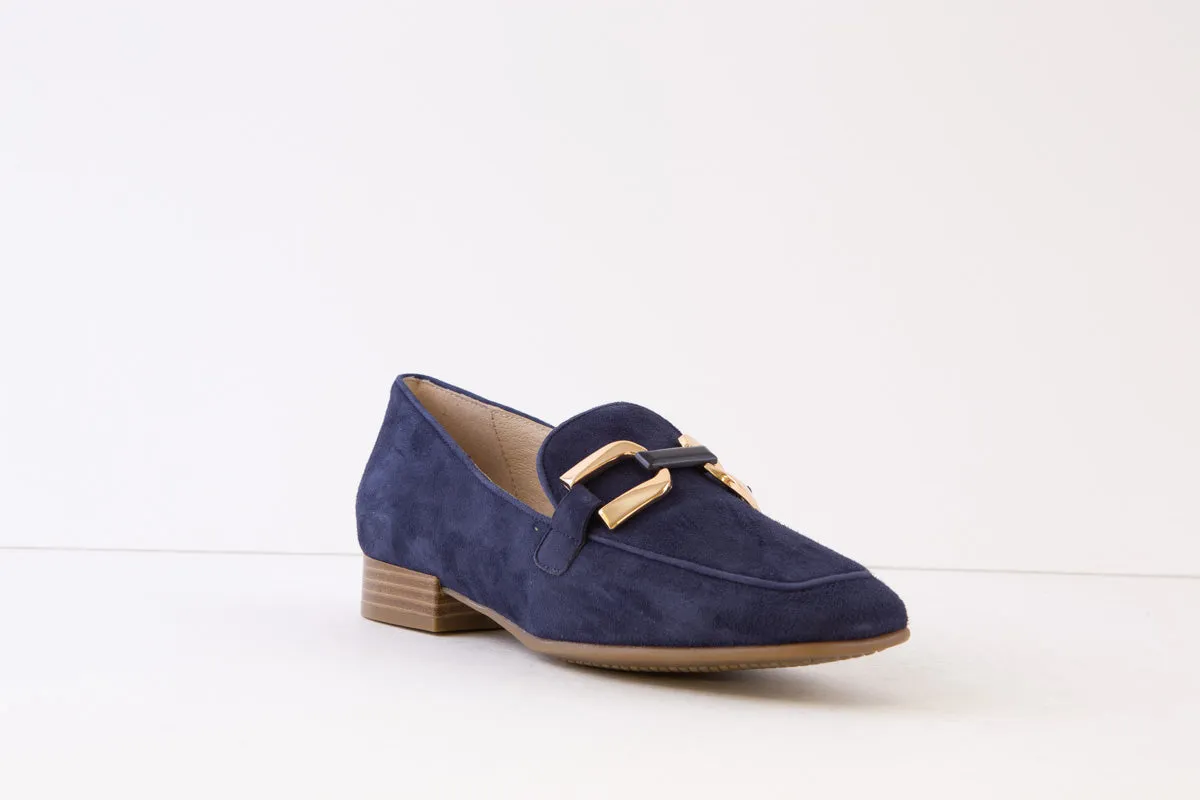 CAPRICE - 24201-857 LOW HEEL SLIP-ON SHOE - NAVY SUEDE
