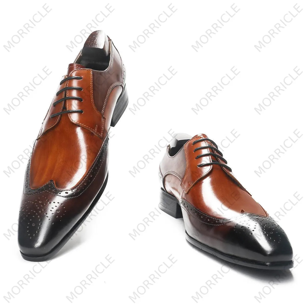 Chic Two Tone Wingtip Derby Shoes