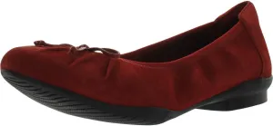 Clarks Womens Sara Aster Suede Slip-On Ballet Flats Red 7.5 Medium (B,M)