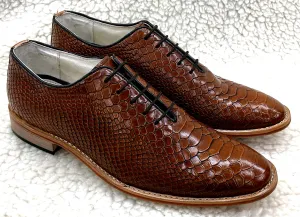 Cobra Embossed Tan leather Derby